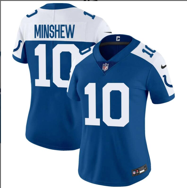 Women Indianapolis Colts #10 Minshew Vapor Limited 2024 NFL Nike blue jerseys